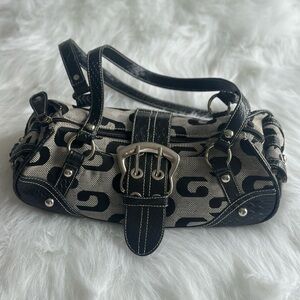 Vintage Guess Black Grey
Monogram Shoulder Bag Y2K Purse